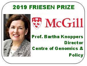 2019 Friesen Prize - Prof. Bartha Knoppers